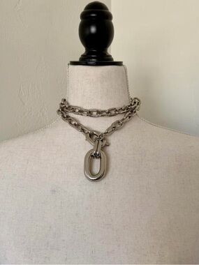 Paco Rabanne XL Silver Link Chain Necklace